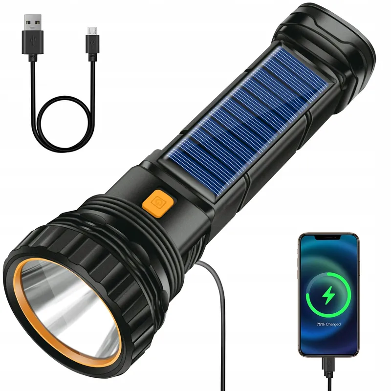 SOLAR LED Zaklamp USB Oplaadbaar Waterdicht 3 Standen Buiten — foto 1