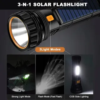 SOLAR LED Zaklamp USB Oplaadbaar Waterdicht 3 Standen Buiten — miniatuur 5