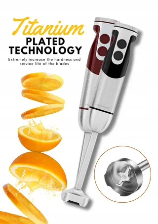 MEGAWISE Pro Titanium 5-in-1 Staafmixer 400W 12 Snelheden Zwart — miniatuur 5