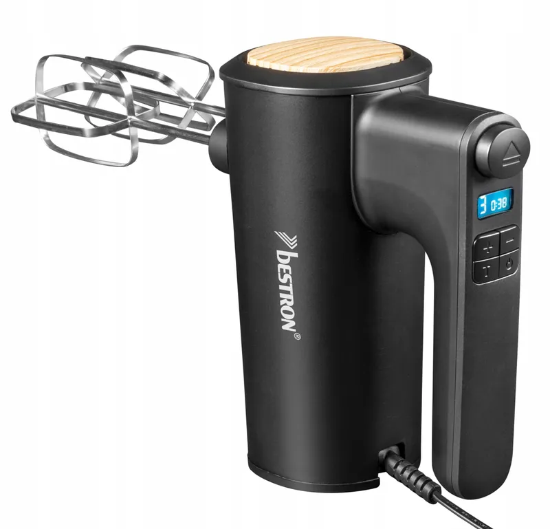 BESTRON Handmixer 6 Snelheden Turbo LCD Zwart Hout — foto 1