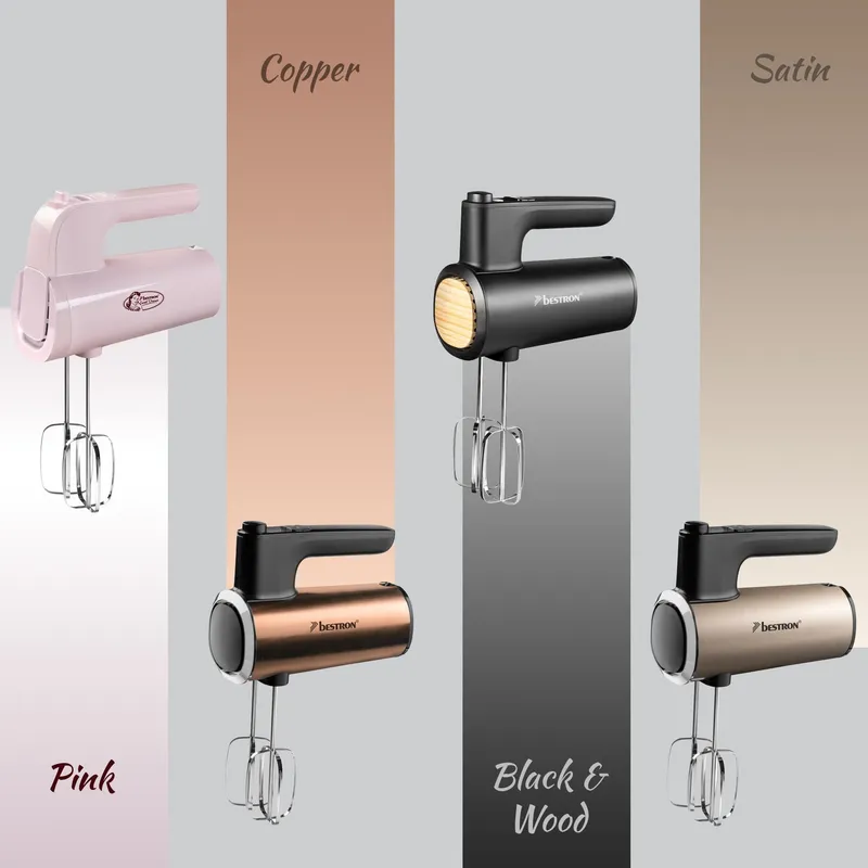 BESTRON Handmixer 6 Snelheden Turbo LCD Zwart Hout — foto 6