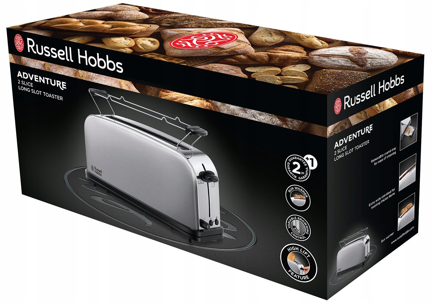 RUSSELL HOBBS Adventure Broodrooster RVS 2 Sneden 1000W 6 Standen
