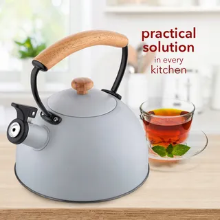FLORINA Waterketel 2,3L Grijs Houten Handvat Inductie Gas Elektrisch — miniatuur 7