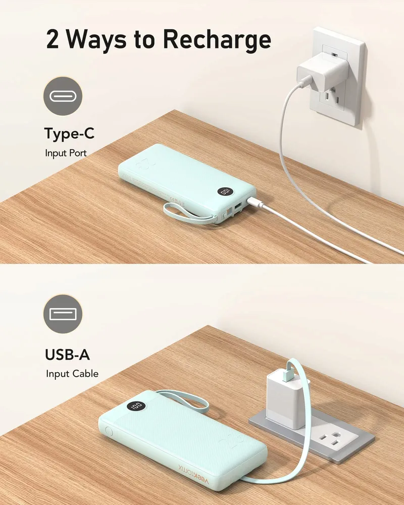 VEEKTOMX Powerbank 20000mAh USB-C LED iPhone Samsung Huawei — foto 6