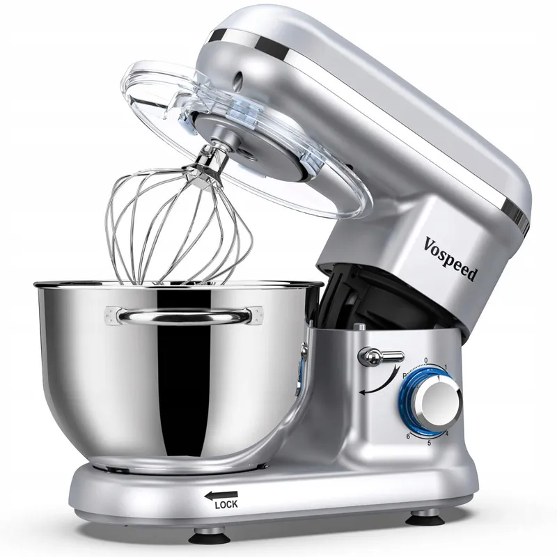 VOSPEED Keukenmixer 1500W 6 Snelheden 6,2L Kom Zilver — foto 1
