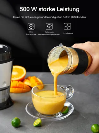 HOUSNAT Smoothie Maker 500W Met Molen 2 Tritan Flessen 570ml — miniatuur 2