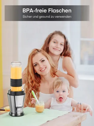 HOUSNAT Smoothie Maker 500W Met Molen 2 Tritan Flessen 570ml — miniatuur 7