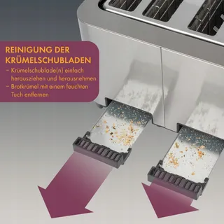 PROFICOOK Broodrooster 4 Sneden RVS 1500W Brede Sleuf — miniatuur 6