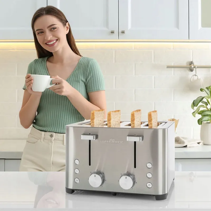 PROFICOOK Broodrooster 4 Sneden RVS 1500W Brede Sleuf β foto 2