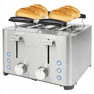PROFICOOK Broodrooster 4 Sneden RVS 1500W Brede Sleuf — miniatuur 1