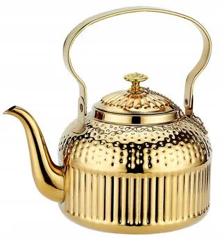 SANQIAHOME Gouden RVS Theepot 1,4L met Zeef Inductie — miniatuur 1