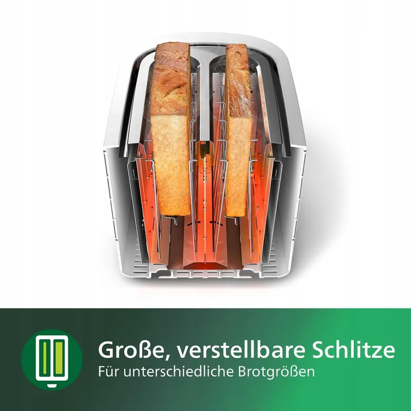 PHILIPS Broodrooster 2 Sneetjes 8 Standen Opzetrek Ontdooifunctie Wit — foto 7