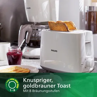 PHILIPS Broodrooster 2 Sneetjes 8 Standen Opzetrek Ontdooifunctie Wit — miniatuur 5