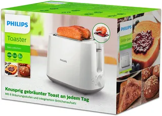 PHILIPS Broodrooster 2 Sneetjes 8 Standen Opzetrek Ontdooifunctie Wit — miniatuur 12