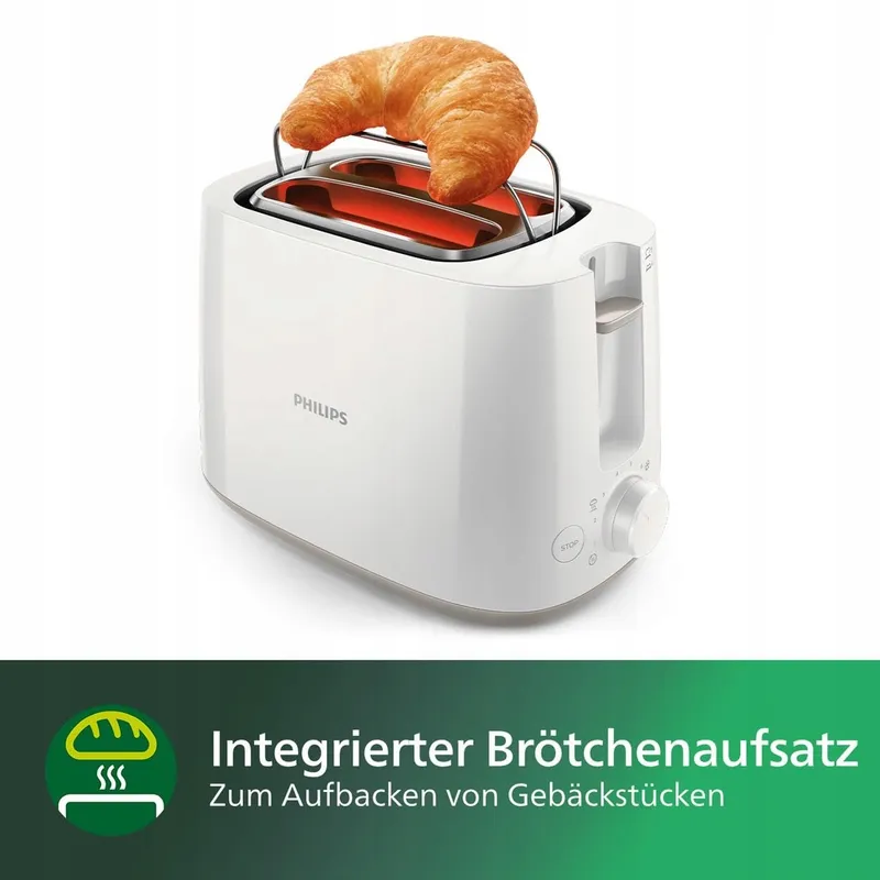 PHILIPS Broodrooster 2 Sneetjes 8 Standen Opzetrek Ontdooifunctie Wit — foto 6