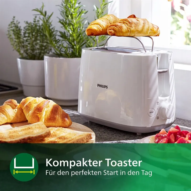 PHILIPS Broodrooster 2 Sneetjes 8 Standen Opzetrek Ontdooifunctie Wit — foto 4