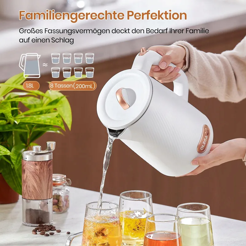 OLEGA Elektrische Waterkoker 1,8L 1500W RVS — foto 5