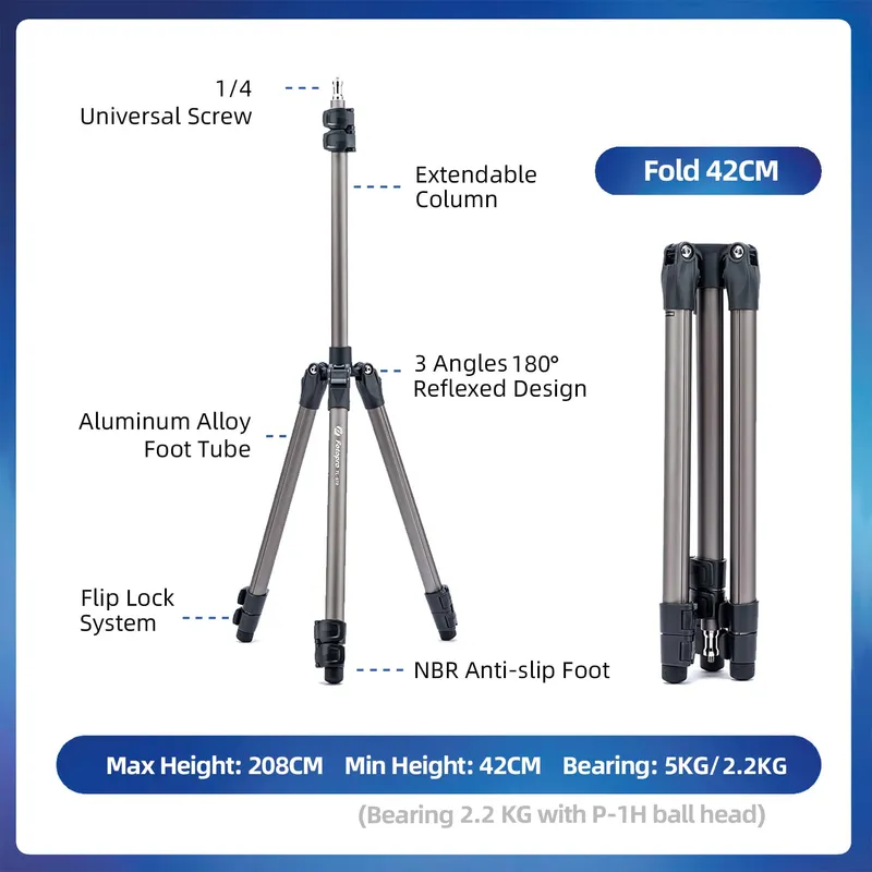 FOTOPRO Statief 208cm 360° Balhoofd Voor Camera En Telefoon — foto 7