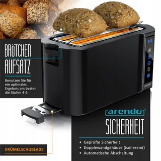 ARENDO RVS Broodrooster 4 Sneden Touchscreen Zwart — miniatuur 4