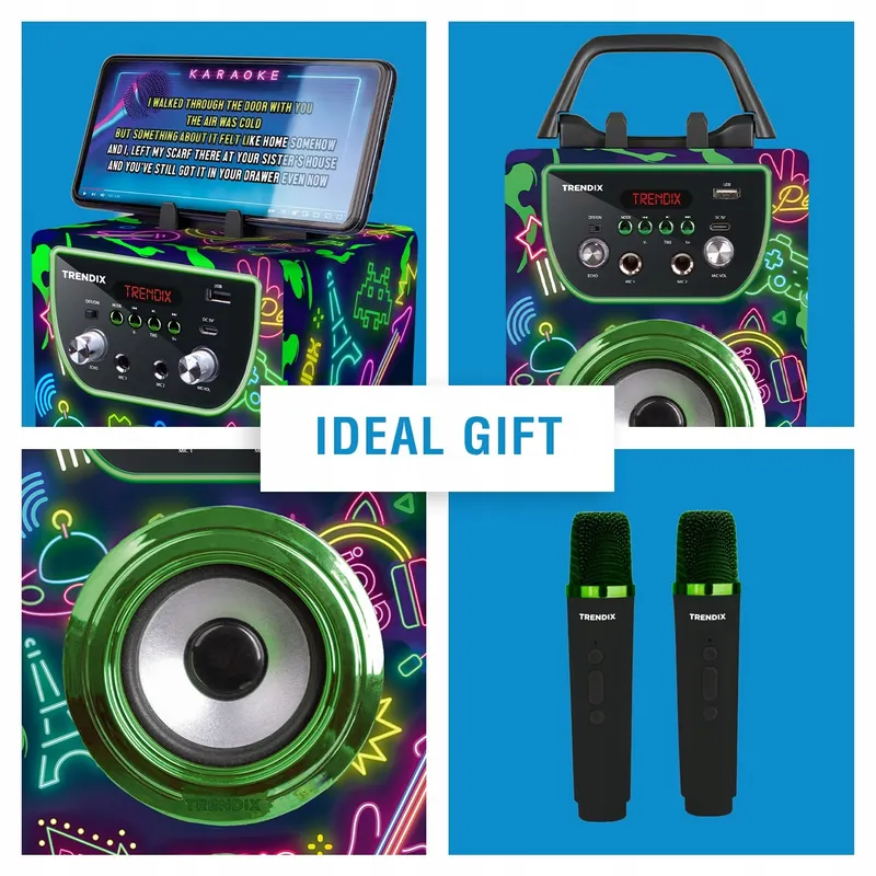 TRENDIX Neon World Karaoke Kinderen 2 Microfoons Roze Bluetooth USB — foto 2