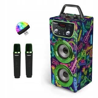 TRENDIX Neon World Karaoke Kinderen 2 Microfoons Roze Bluetooth USB — miniatuur 1