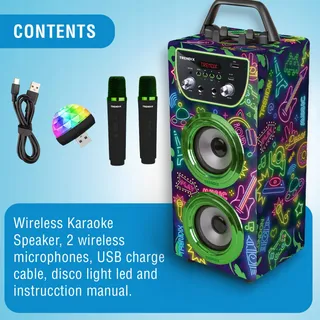 TRENDIX Neon World Karaoke Kinderen 2 Microfoons Roze Bluetooth USB — miniatuur 3