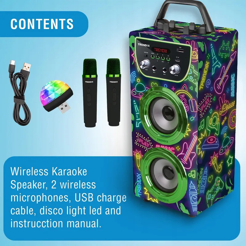 TRENDIX Neon World Karaoke Kinderen 2 Microfoons Roze Bluetooth USB — foto 3