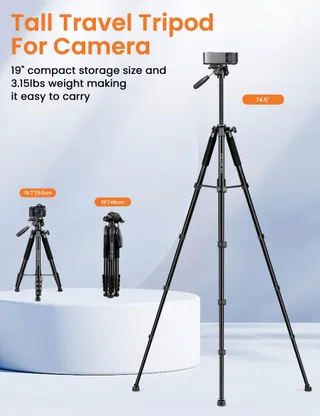 JOILCAN Statief Aluminium 190cm voor Canon Nikon en Smartphone — miniatuur 7