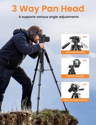 JOILCAN Statief Aluminium 190cm voor Canon Nikon en Smartphone — miniatuur 2