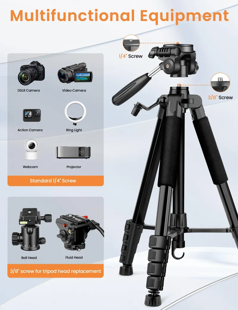 JOILCAN Statief Aluminium 190cm voor Canon Nikon en Smartphone — foto 3