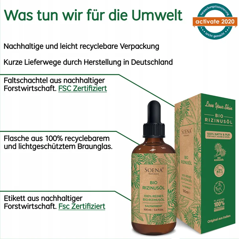 BIO Ricinusolie 100% Puur Koudgeperst Haar Wimpers Wenkbrauwen Huid — foto 7