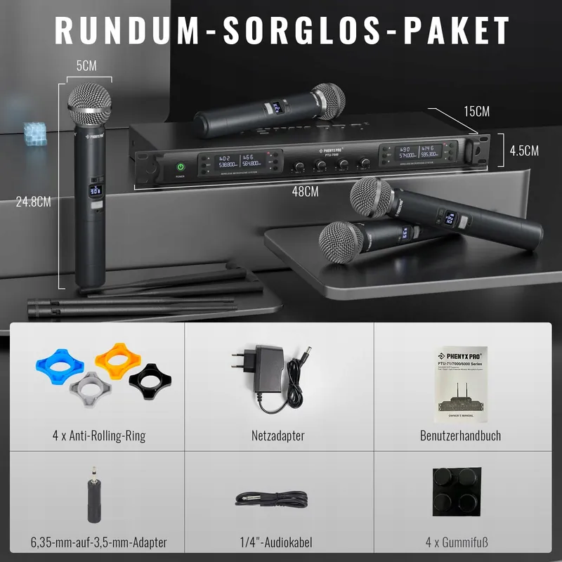 PHENYX PRO PTU-7000-4H Draadloos Microfoonsysteem 4 Kanalen — foto 6