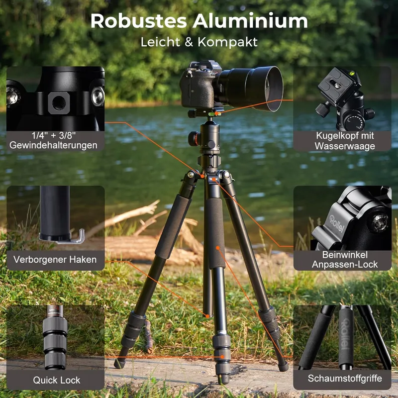 ROLLEI C5i Aluminium Fotostatief met Kogelkop en Tas — foto 3
