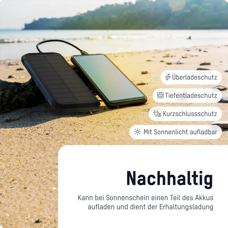 ANSMANN Solar Powerbank 10000mAh Outdoor USB-C USB-A Zaklamp — foto 2