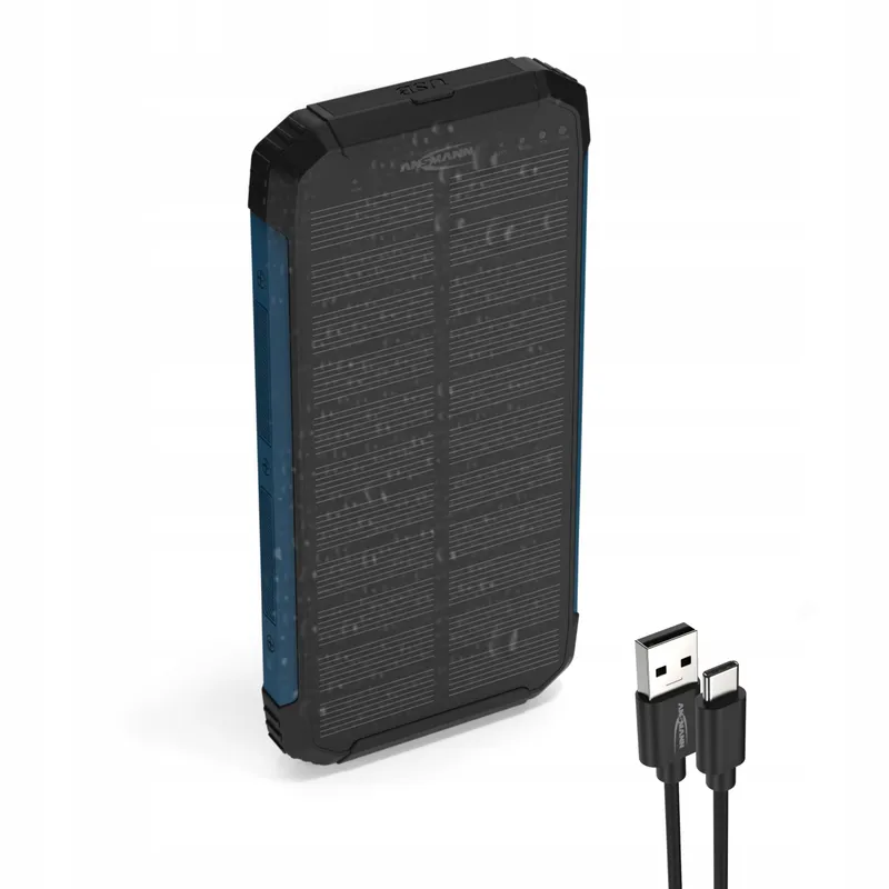 ANSMANN Solar Powerbank 10000mAh Outdoor USB-C USB-A Zaklamp — foto 1