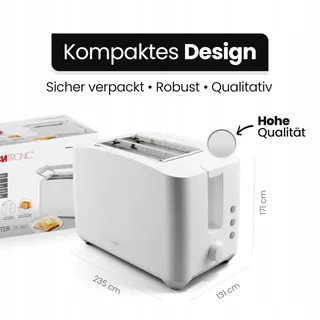 CLATRONIC Broodrooster 2 Sneetjes Liftfunctie Opwarmfunctie Wit — miniatuur 7