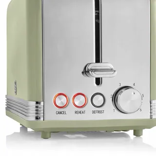 SWAN Retro Broodrooster Vintage 2-Slots Groen 815W — miniatuur 5