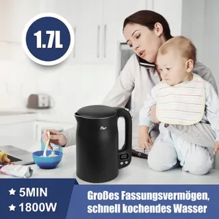 BEAR Waterkoker 1,7L 1800W Roestvrij Staal LCD Temperatuur — miniatuur 3