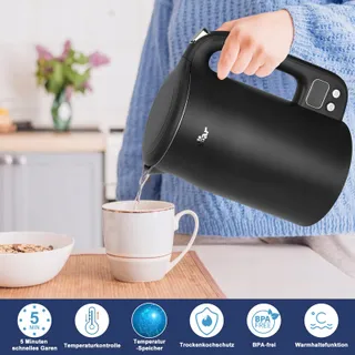 BEAR Waterkoker 1,7L 1800W Roestvrij Staal LCD Temperatuur — miniatuur 5