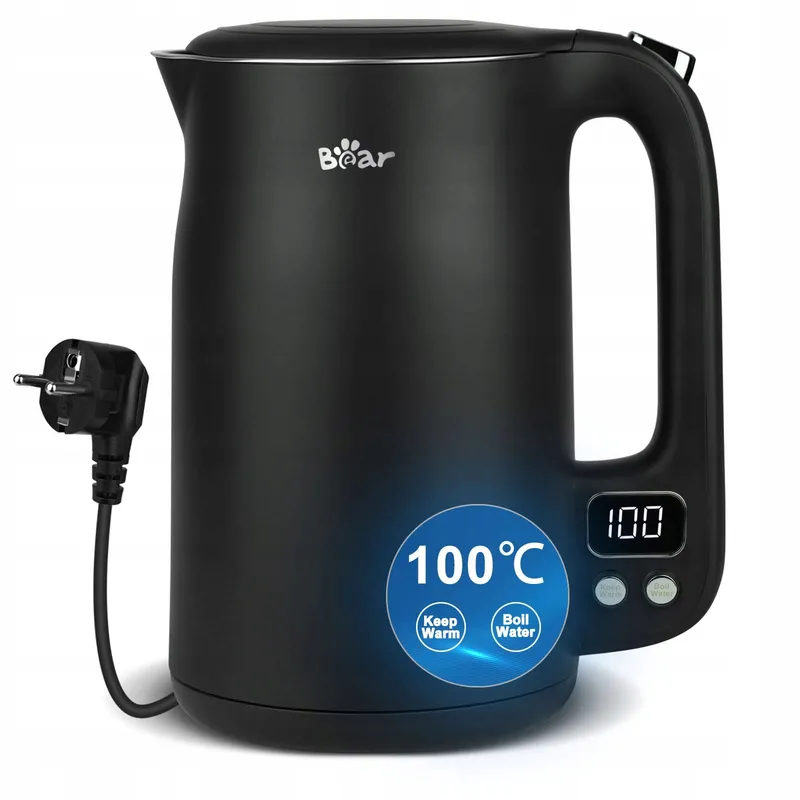 BEAR Waterkoker 1,7L 1800W Roestvrij Staal LCD Temperatuur — foto 1