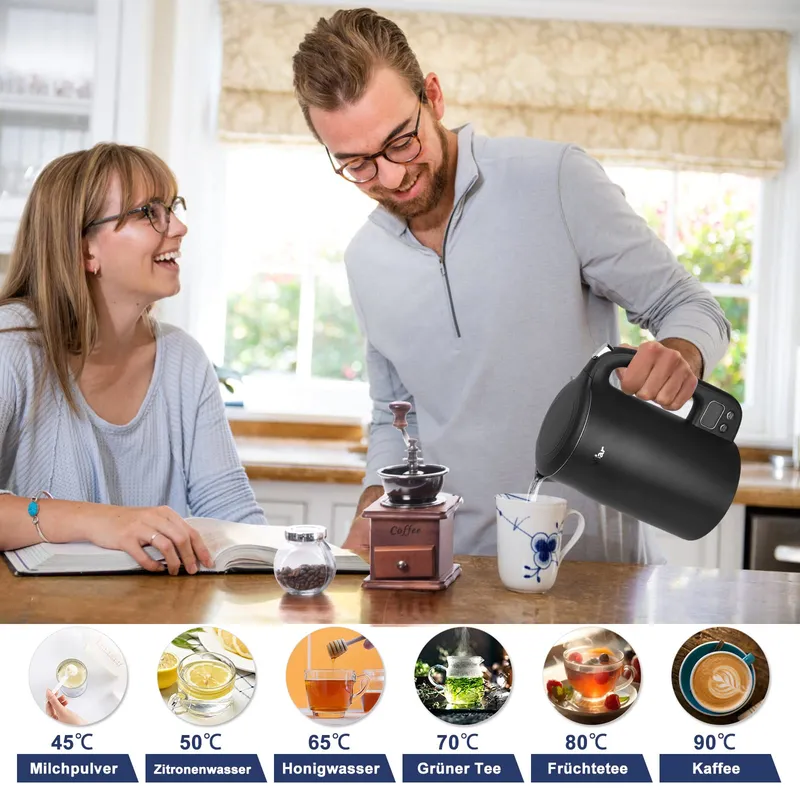 BEAR Waterkoker 1,7L 1800W Roestvrij Staal LCD Temperatuur — foto 7