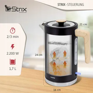 BRIEBE Waterkoker 1,7L 2200W Draadloos BPA-vrij Nordisch Design — miniatuur 3