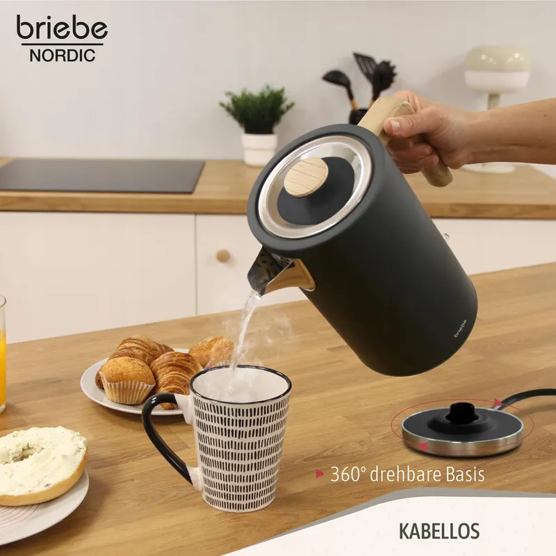BRIEBE Waterkoker 1,7L 2200W Draadloos BPA-vrij Nordisch Design — foto 4