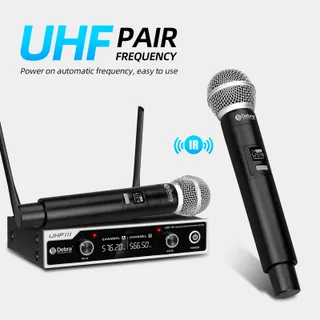 DEBRA Draadloze UHF Microfoonset Kerk Karaoke Bruiloft — miniatuur 3