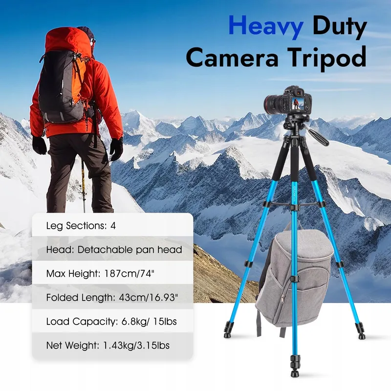 JOILCAN Camerastatief 187cm Aluminium Telefoonhouder Tas — foto 6