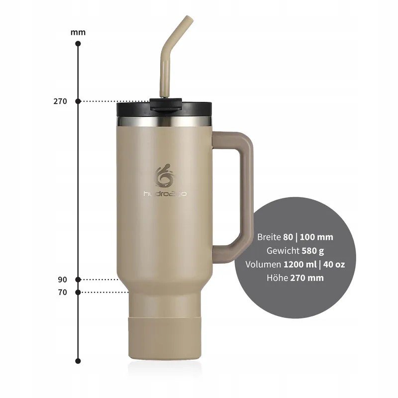 HYDRO2GO Thermosbeker met Rietje 1200ml BPA-vrij Warm Koud — foto 4