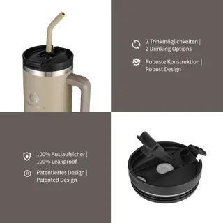 HYDRO2GO Thermosbeker met Rietje 1200ml BPA-vrij Warm Koud — miniatuur 3
