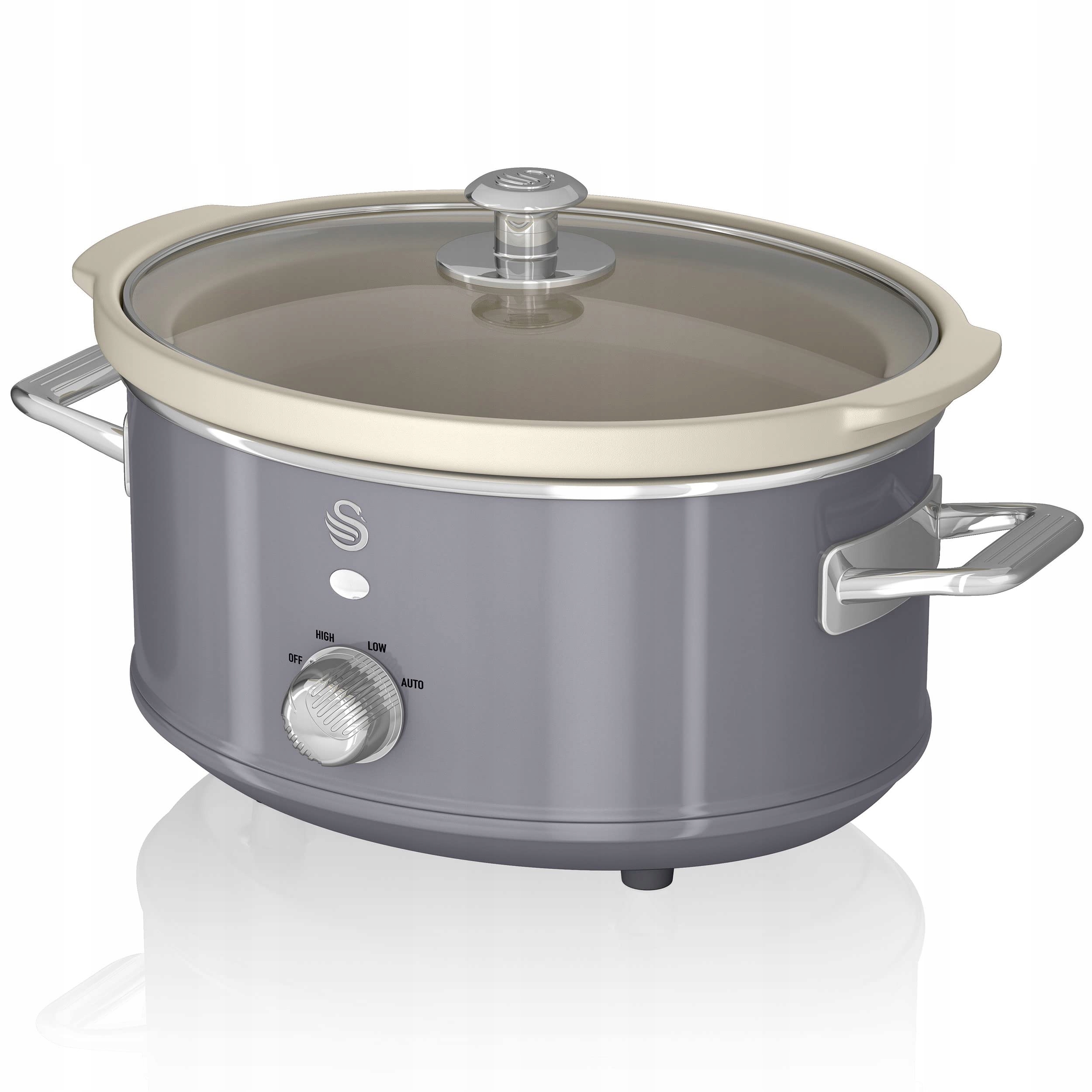 SWAN Retro Slowcooker 3,5L Keramisch Antiaanbak Grijs 200W 3 Standen