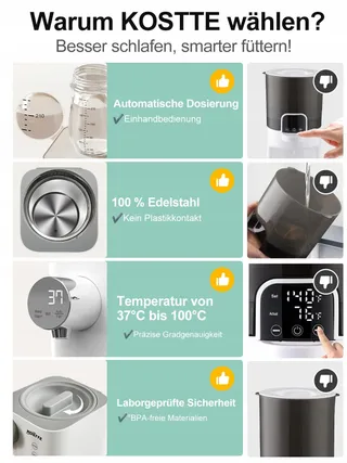 KOSTTE Slimme Flessenwarmer 1,5L Snelle Bereiding — miniatuur 3