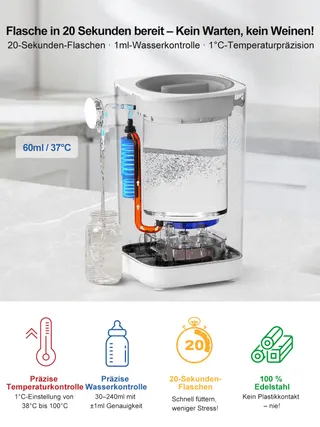 KOSTTE Slimme Flessenwarmer 1,5L Snelle Bereiding — miniatuur 2